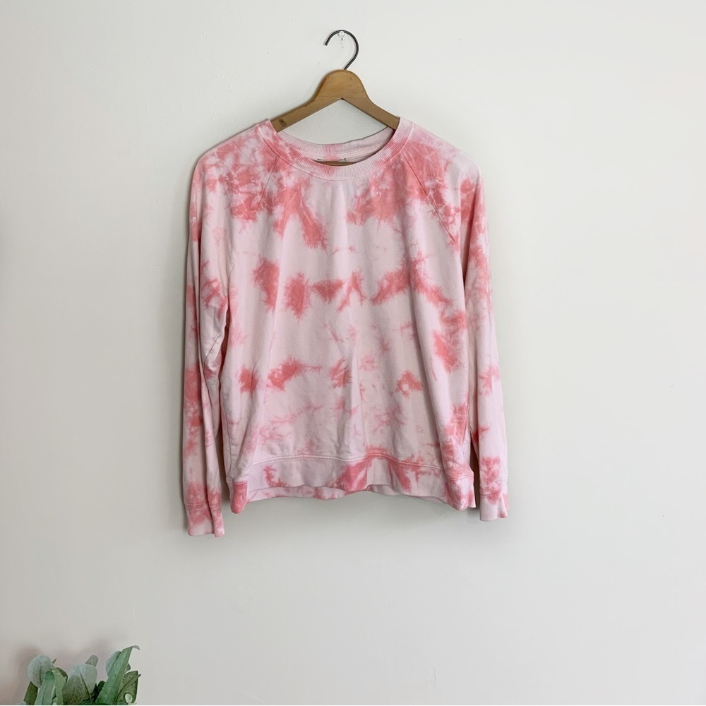 [Lucky Brand] Pink & White Tie Dye Long Sleeve Crewneck Sweatshirt
